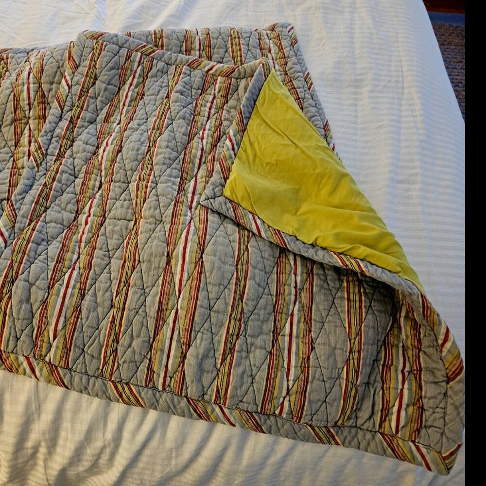 2 Standard Used Pot Luck Brand Cotton Pillow Shams Shabby Chic Multi Color